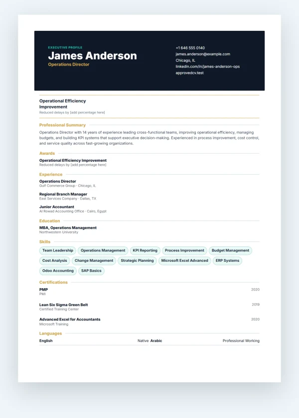 Executive Authority template preview